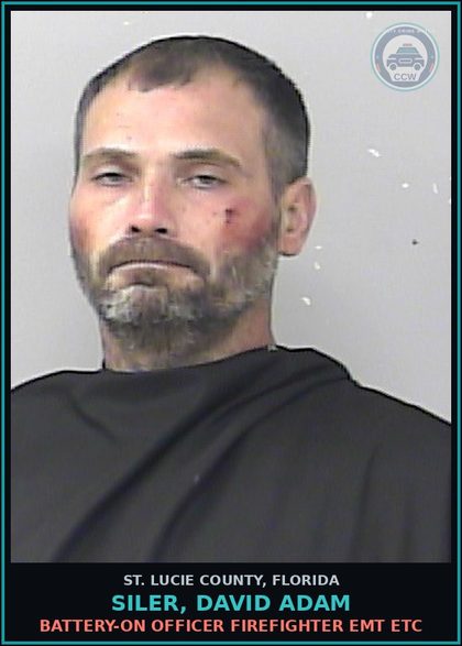 CCW arrest card for Siler, David Adam in St. Lucie County: Battery-on Officer Firefighter Emt Etc
