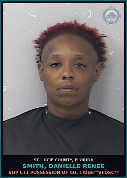 CCW arrest card for Smith, Danielle Renee in St. Lucie County: Vop Ct1 Possession Of Cocaine**vfosc**