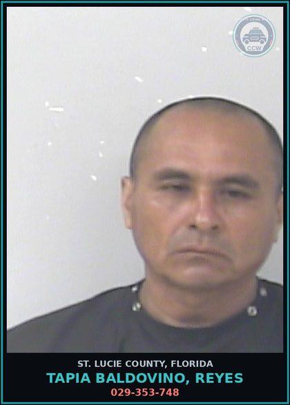 CCW arrest card for Tapia Baldovino, Reyes in St. Lucie County: 029-353-748