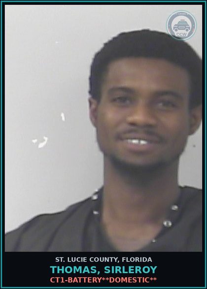 CCW arrest card for Thomas, Sirleroy in St. Lucie County: Ct1-battery**domestic**