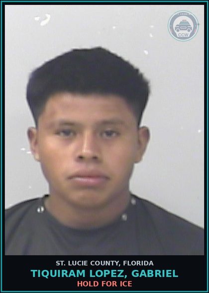 CCW arrest card for Tiquiram Lopez, Gabriel in St. Lucie County: Hold For Ice