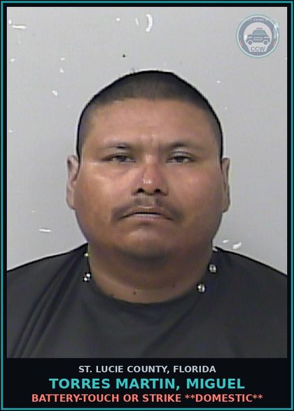 CCW arrest card for Torres Martin, Miguel in St. Lucie County: Battery-touch Or Strike **domestic**