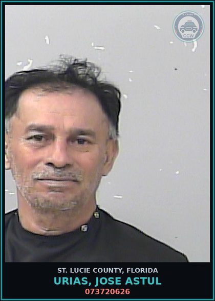 CCW arrest card for Urias, Jose Astul in St. Lucie County: 073720626