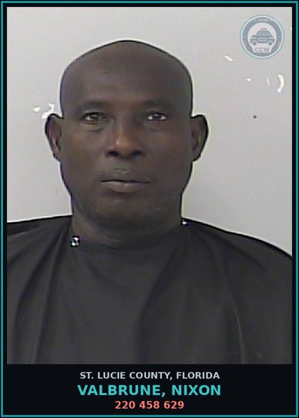 CCW arrest card for Valbrune, Nixon in St. Lucie County: 220 458 629