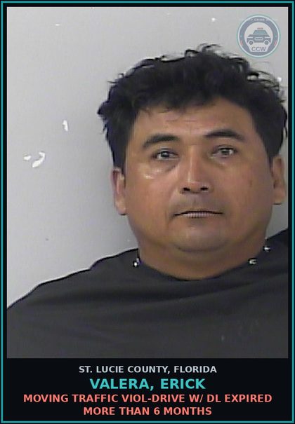 CCW arrest card for Valera, Erick in St. Lucie County: Moving Traffic Viol-drive W/ Dl Expired More Than 6 Months