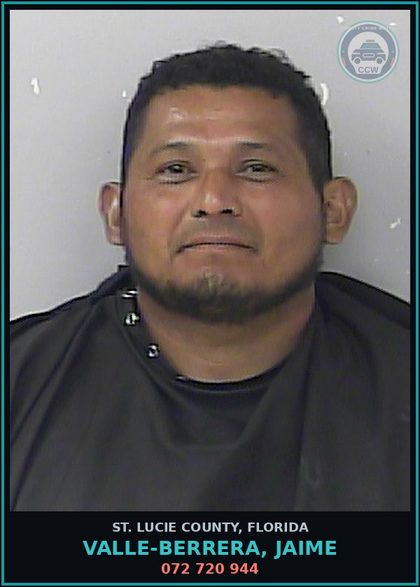 CCW arrest card for Valle-berrera, Jaime in St. Lucie County: 072 720 944