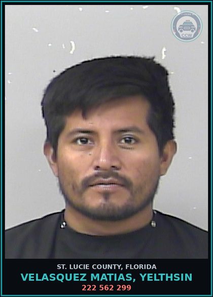 CCW arrest card for Velasquez Matias, Yelthsin in St. Lucie County: 222 562 299