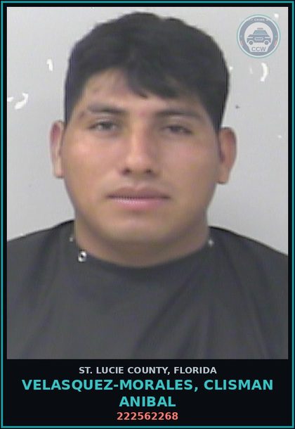 CCW arrest card for Velasquez-morales, Clisman Anibal in St. Lucie County: 222562268