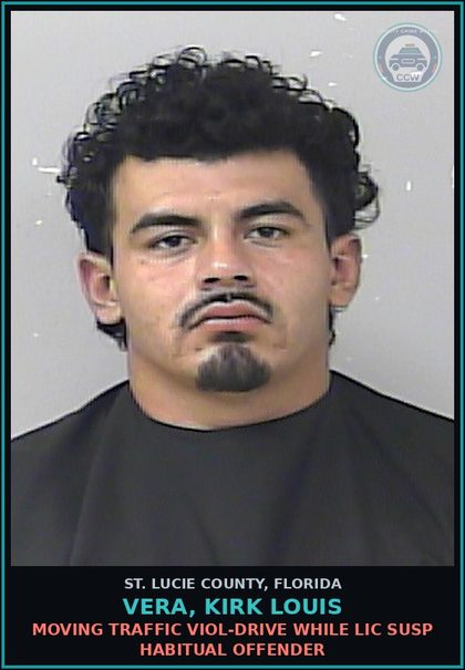 CCW arrest card for Vera, Kirk Louis in St. Lucie County: Moving Traffic Viol-drive While Lic Susp Habitual Offender