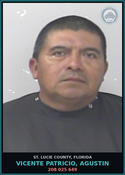 CCW arrest card for Vicente Patricio, Agustin in St. Lucie County: 208 025 649