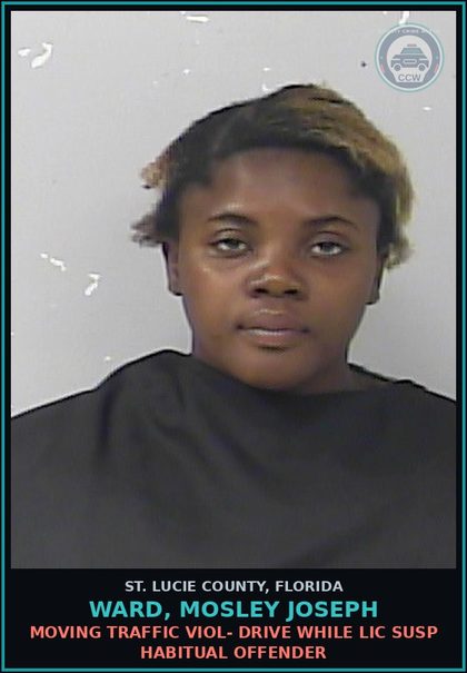 CCW arrest card for Ward, Mosley Joseph in St. Lucie County: Moving Traffic Viol- Drive While Lic Susp Habitual Offender