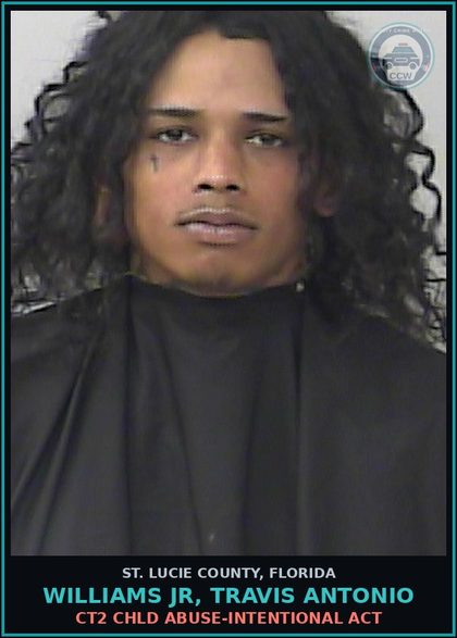 CCW arrest card for Williams Jr, Travis Antonio in St. Lucie County: Ct2 chld Abuse-intentional Act
