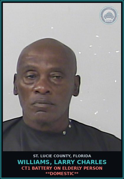 CCW arrest card for Williams, Larry Charles in St. Lucie County: Ct1 Battery On Elderly Person **domestic**