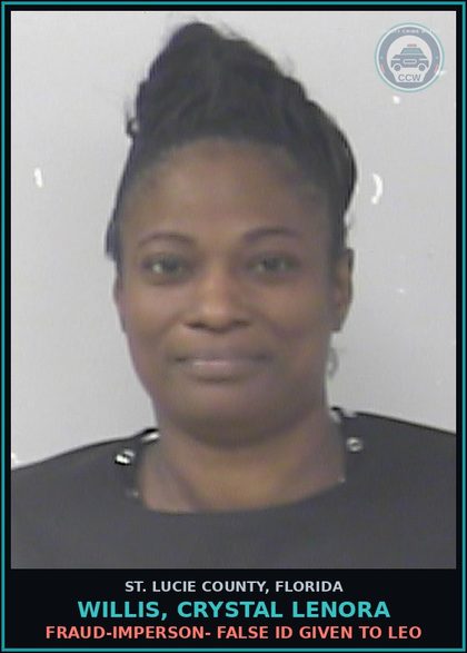 CCW arrest card for Willis, Crystal Lenora in St. Lucie County: Drugs- Possess- Cntrl Sub Wo Prescription