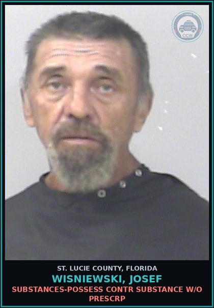 CCW arrest card for Wisniewski, Josef in St. Lucie County: Drugs-possess contr substance W/o Prescription