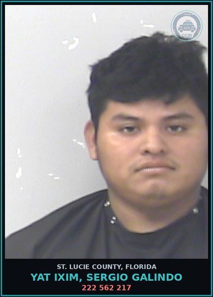 CCW arrest card for Yat Ixim, Sergio Galindo in St. Lucie County: 222 562 217