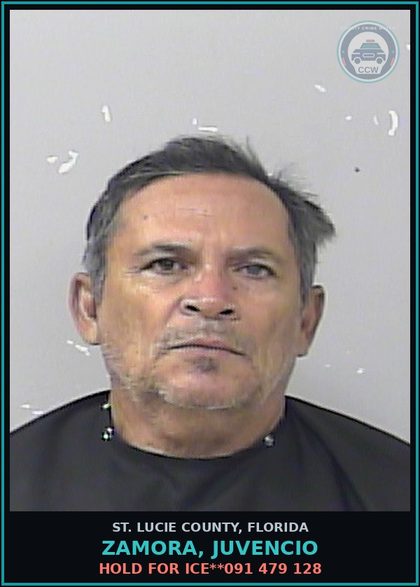 CCW arrest card for Zamora, Juvencio in St. Lucie County: Hold For Ice**091 479 128