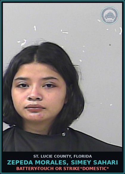 CCW arrest card for Zepeda Morales, Simey Sahari in St. Lucie County: Battery-touch Or Strike*domestic*