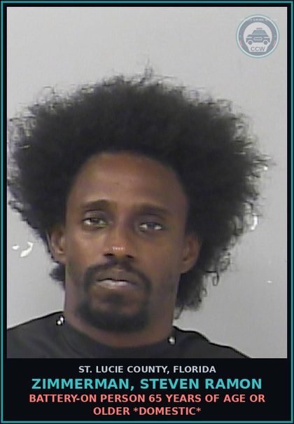 CCW arrest card for Zimmerman, Steven Ramon in St. Lucie County: Battery-on Person 65 Years Of Age Or Older *domestic*