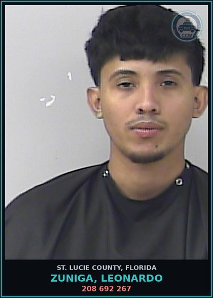 CCW arrest card for Zuniga, Leonardo in St. Lucie County: 208 692 267