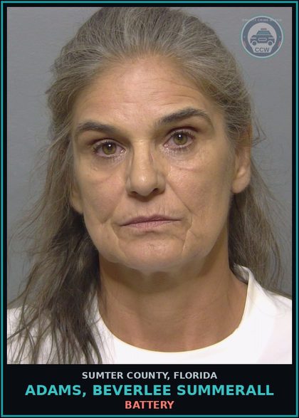 CCW arrest card for ADAMS, BEVERLEE SUMMERALL in Sumter County: BATTERY