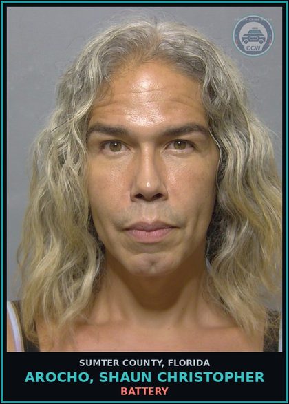 CCW arrest card for AROCHO, SHAUN CHRISTOPHER in Sumter County: BATTERY