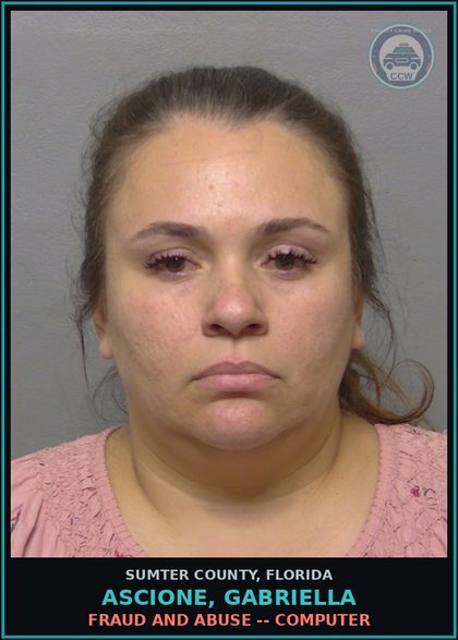 CCW arrest card for ASCIONE, GABRIELLA in Sumter County: LARC