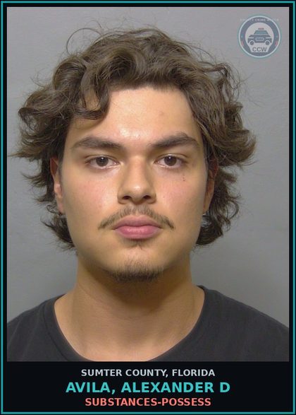 CCW arrest card for AVILA, ALEXANDER D in Sumter County: DRUGS-POSSESS