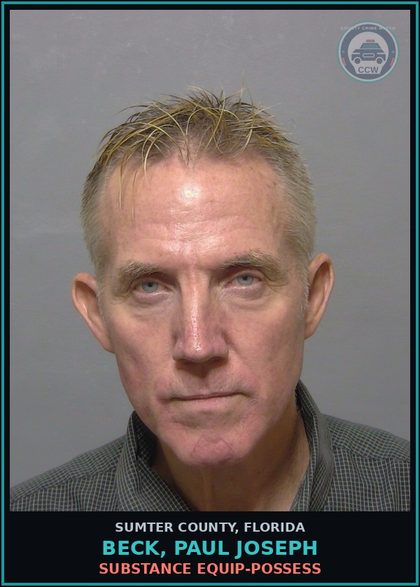 CCW arrest card for BECK, PAUL JOSEPH in Sumter County: DRUG EQUIP-POSSESS
