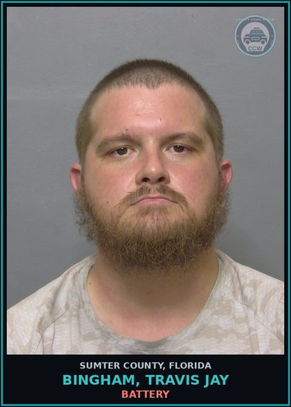 CCW arrest card for BINGHAM, TRAVIS JAY in Sumter County: BATTERY