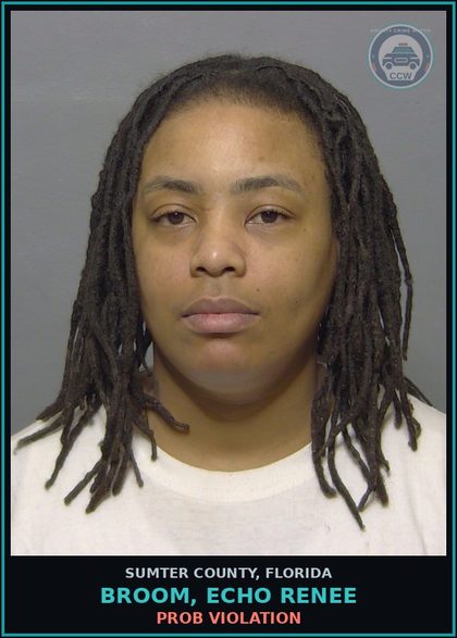 CCW arrest card for BROOM, ECHO RENEE in Sumter County: PROB VIOLATION