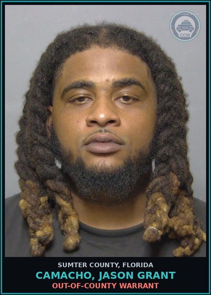 CCW arrest card for CAMACHO, JASON GRANT in Sumter County: OUT-OF-COUNTY WARRANT