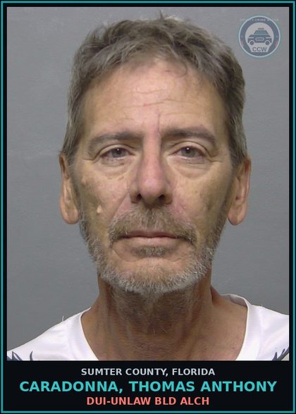 CCW arrest card for CARADONNA, THOMAS ANTHONY in Sumter County: DUI-UNLAW BLD ALCH