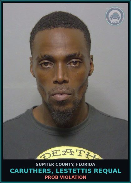CCW arrest card for CARUTHERS, LESTETTIS REQUAL in Sumter County: PROB VIOLATION
