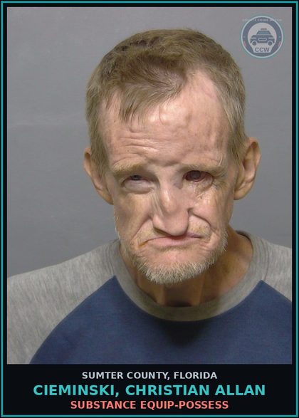 CCW arrest card for CIEMINSKI, CHRISTIAN ALLAN in Sumter County: DRUG EQUIP-POSSESS
