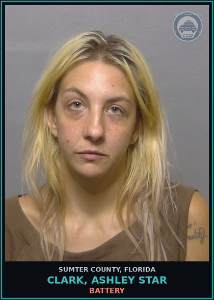 CCW arrest card for CLARK, ASHLEY STAR in Sumter County: BATTERY