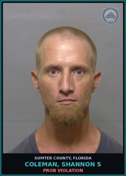 CCW arrest card for COLEMAN, SHANNON S in Sumter County: PROB VIOLATION