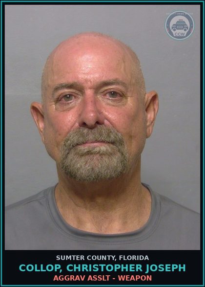 CCW arrest card for COLLOP, CHRISTOPHER JOSEPH in Sumter County: AGGRAV ASSLT - WEAPON