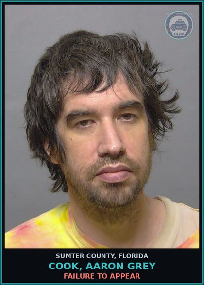 CCW arrest card for COOK, AARON GREY in Sumter County: FAILURE TO APPEAR