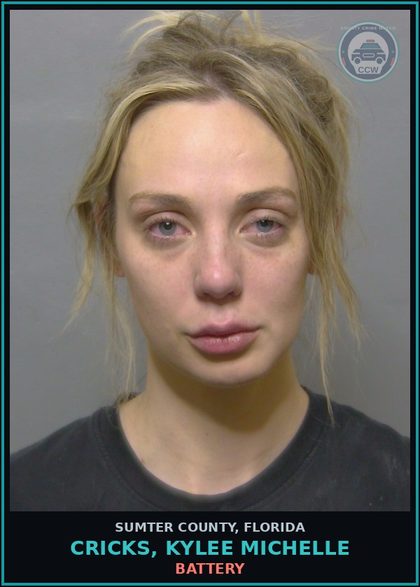 CCW arrest card for CRICKS, KYLEE MICHELLE in Sumter County: BATTERY