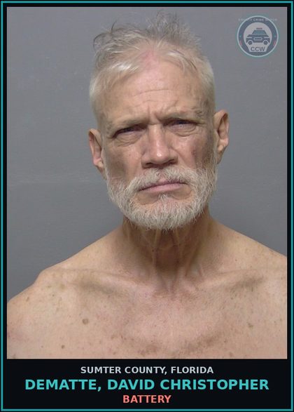 CCW arrest card for DEMATTE, DAVID CHRISTOPHER in Sumter County: BATTERY