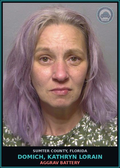 CCW arrest card for DOMICH, KATHRYN LORAIN in Sumter County: AGGRAV BATTERY