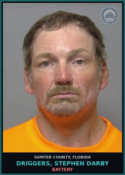 CCW arrest card for DRIGGERS, STEPHEN DARBY in Sumter County: BATTERY