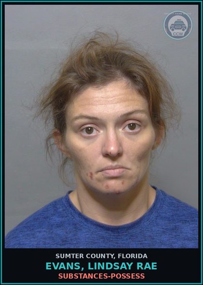CCW arrest card for EVANS, LINDSAY RAE in Sumter County: DRUGS-POSSESS