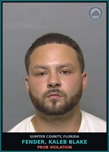 CCW arrest card for FENDER, KALEB BLAKE in Sumter County: PROB VIOLATION