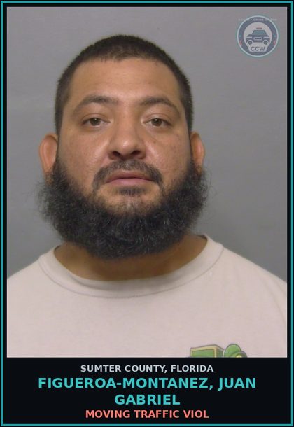 CCW arrest card for FIGUEROA-MONTANEZ, JUAN GABRIEL in Sumter County: MOVING TRAFFIC VIOL