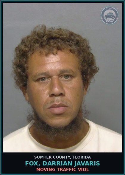 CCW arrest card for FOX, DARRIAN JAVARIS in Sumter County: MOVING TRAFFIC VIOL
