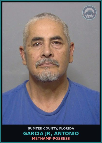 CCW arrest card for GARCIA JR, ANTONIO in Sumter County: Methamp-POSSESS