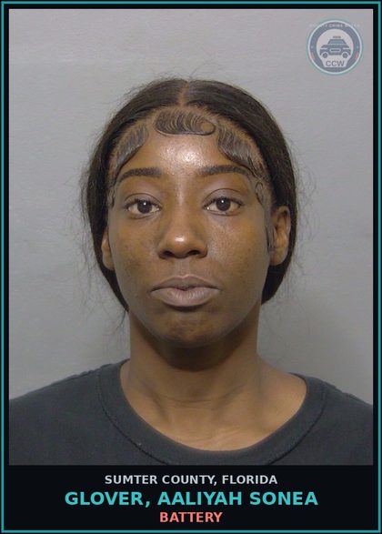 CCW arrest card for GLOVER, AALIYAH SONEA in Sumter County: PROB VIOLATION