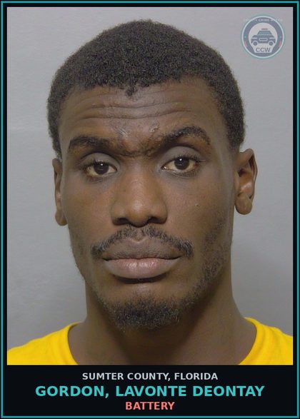 CCW arrest card for GORDON, LAVONTE DEONTAY in Sumter County: BATTERY